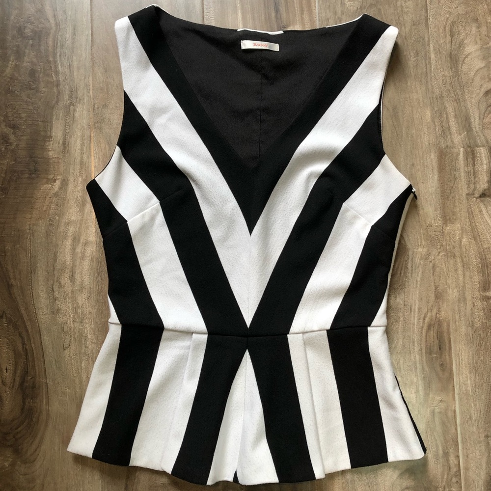 black and white striped Peplum shirt